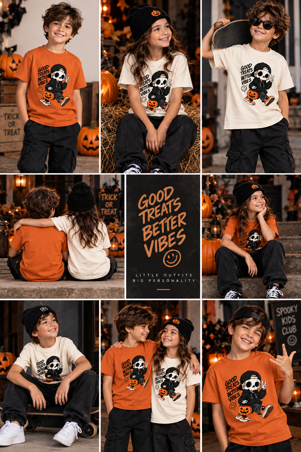 Good Treats Better Vibes | Halloween Kids T-Shirt