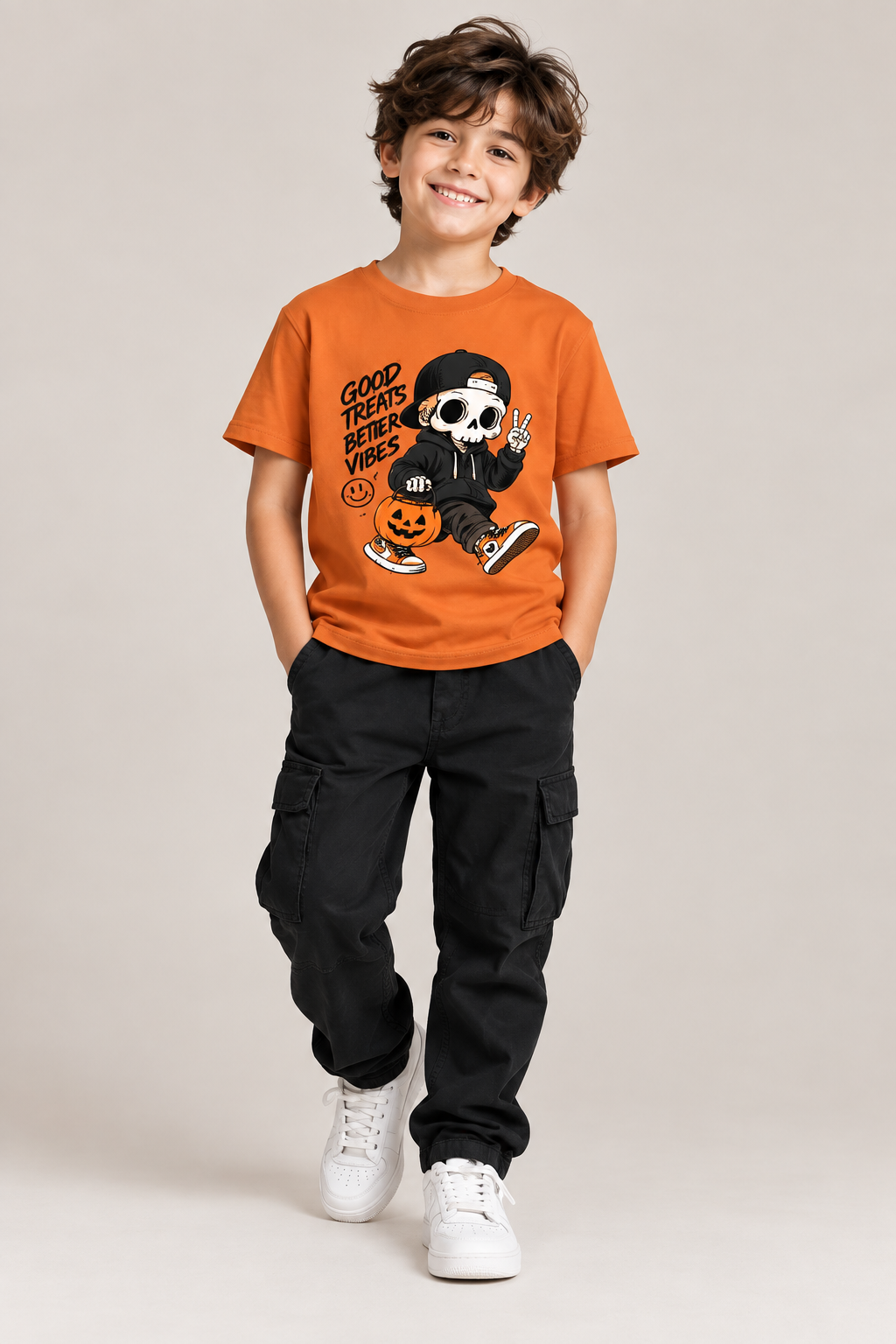 Good Treats Better Vibes | Halloween Kids T-Shirt